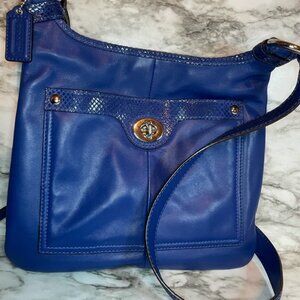 COACH Rare! 💙 Beautiful Cobalt Blue Crossbody • Genuine Leather / Faux Python